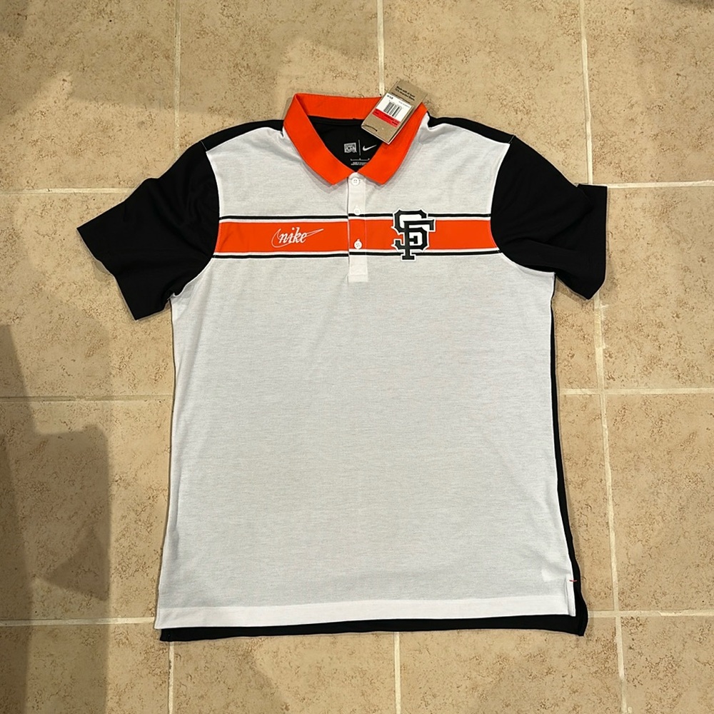 Nike Black, White, and Orange SF Giants Polo Shirt